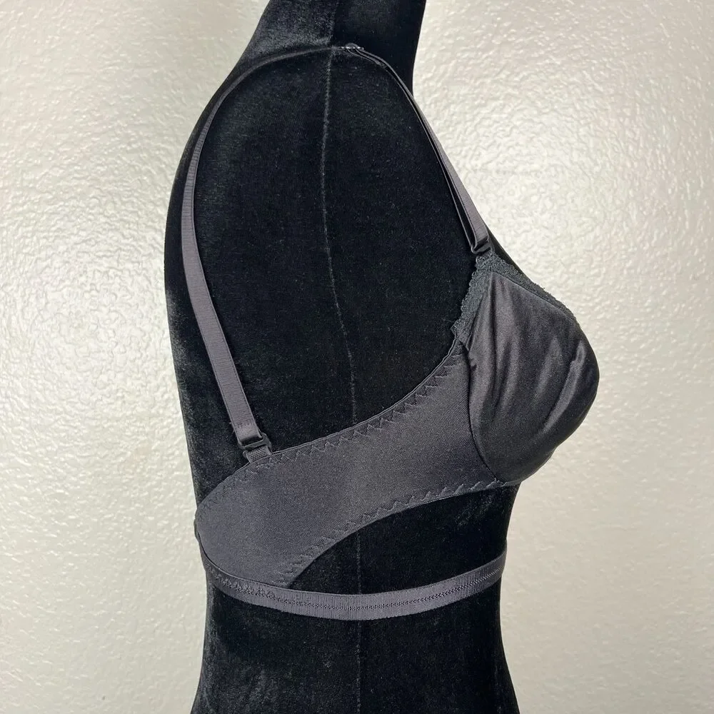 Cabernet Backless Bra 32B Black Low-Back Underwired Lined Cups Front Support